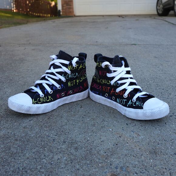 Converse “Not A Chuck” Graffiti High Top Sneakers Black Multi Youth Size 1 - Picture 10 of 11